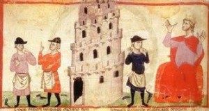 Mittelalterliche Darstellung des Turmbaus zu Babel