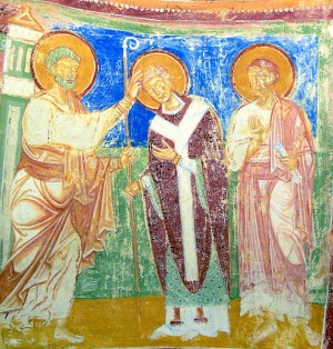 Petrus weiht einen Bischof. Krypta von Aquileia