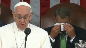 Der Papst und John Boehner (gerührt, mit Taschentuch)